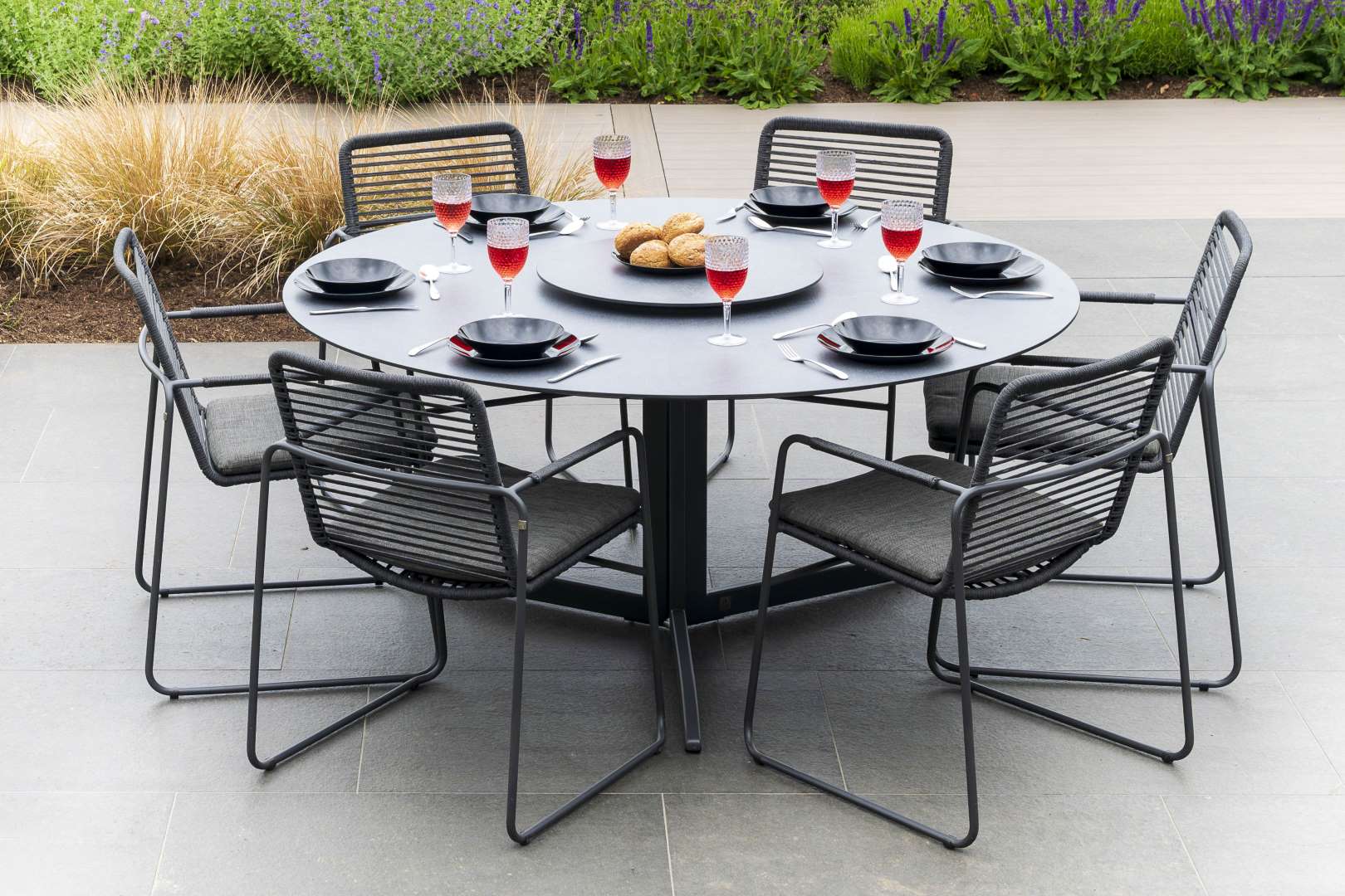 4 Seasons Outdoor - Barista 6 Seater Dining Set with Lazy Susan