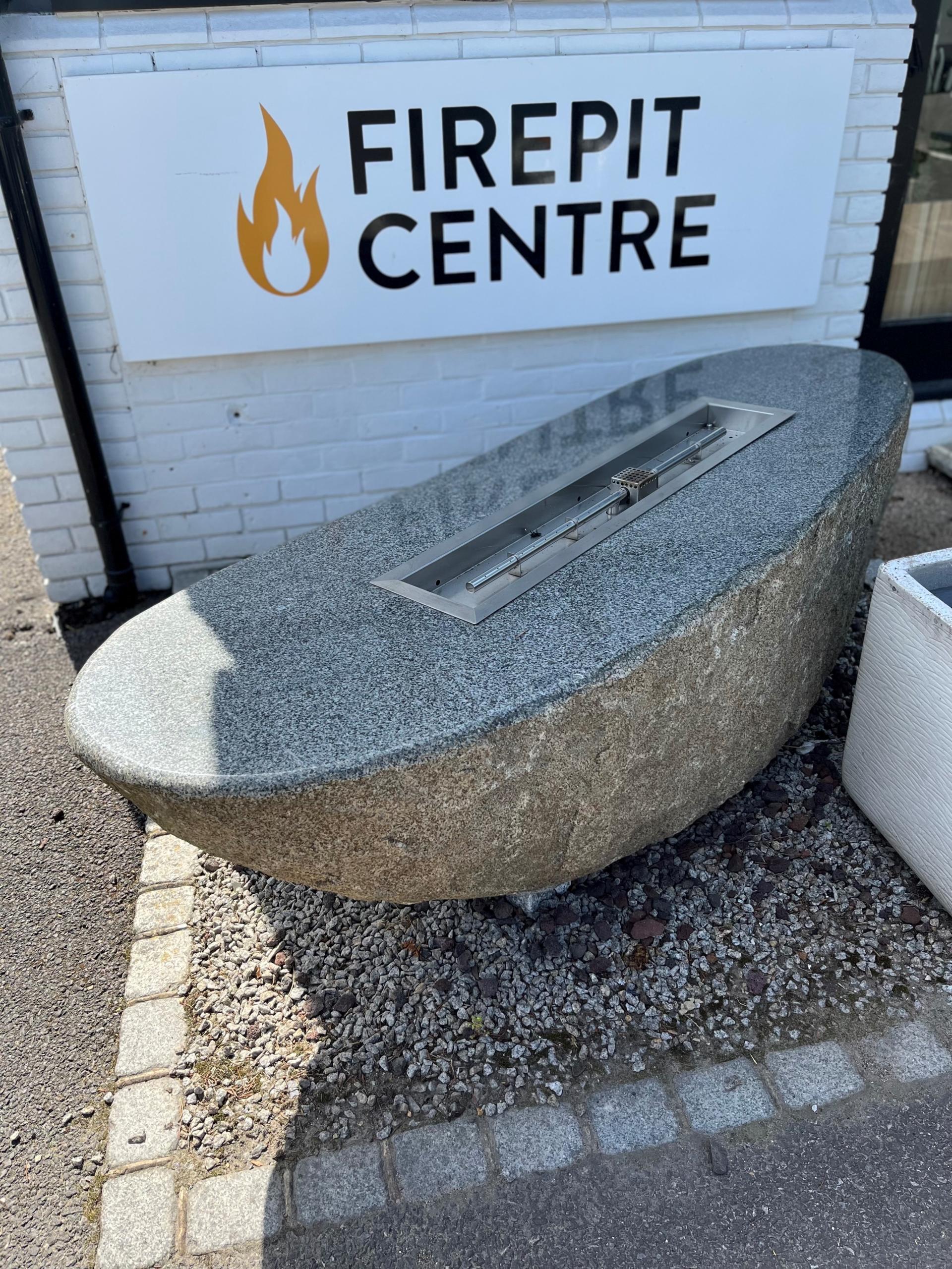 Long Granite Boulder Firepit