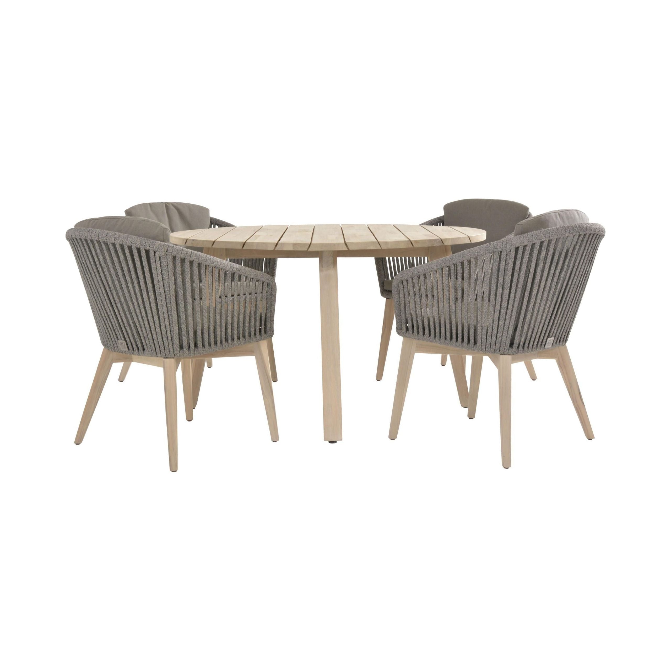 Santander Rope 4 Seat dining set with 130cm round table