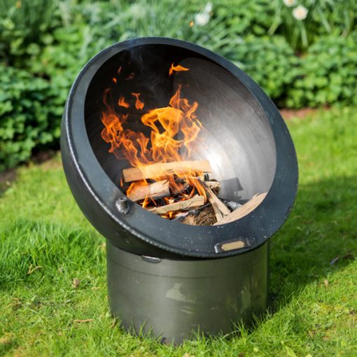 Tilted Sphere Firepit with Swing Arm